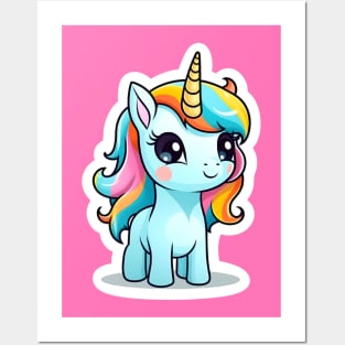 cute Kawaii Unicorn sticker Posters and Art